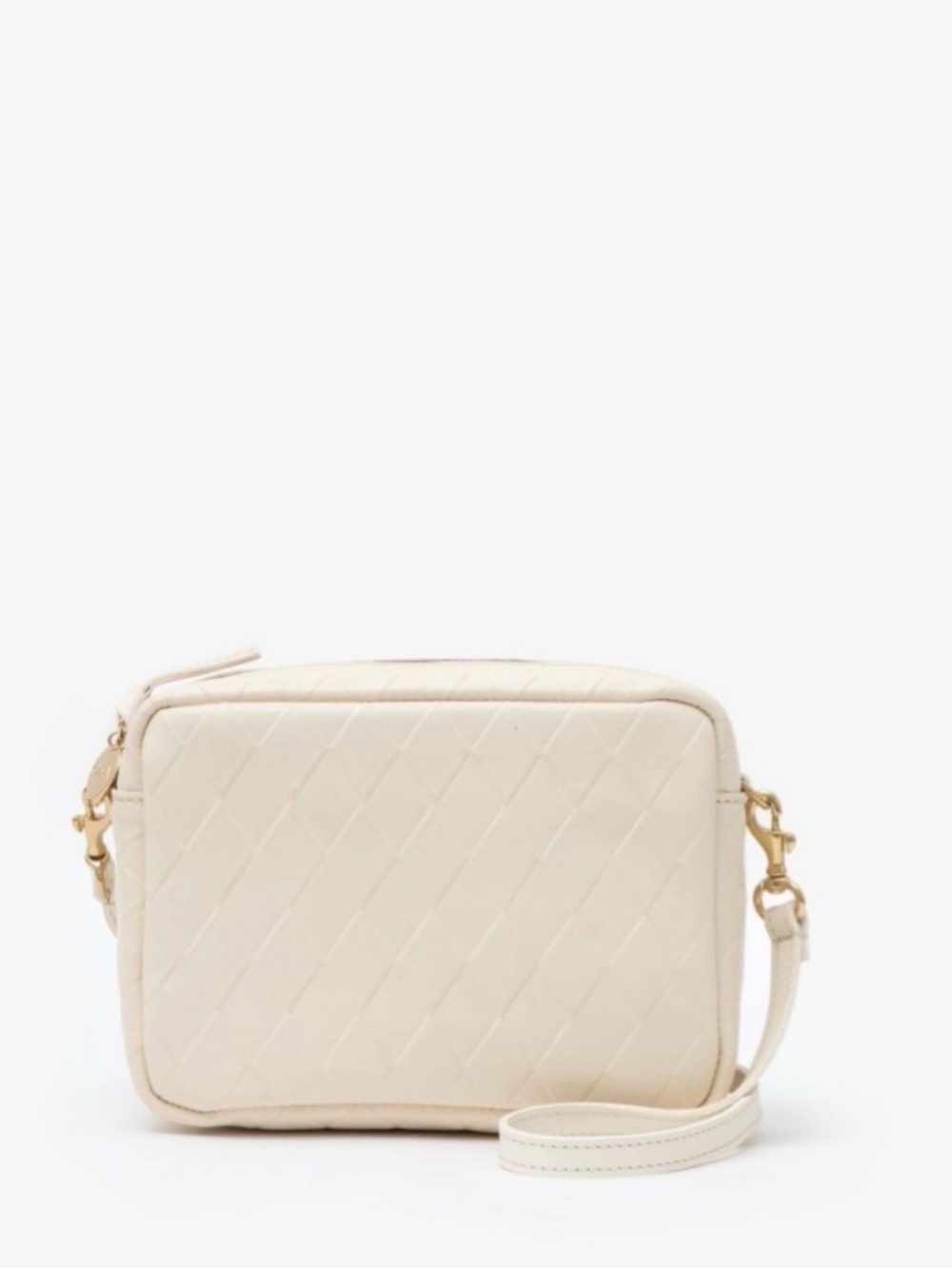 Clare V Midi Sac - Cream Diamond leather crossbody bag